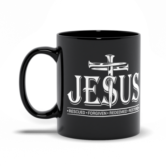 Jesus The Restorer Black Mugs